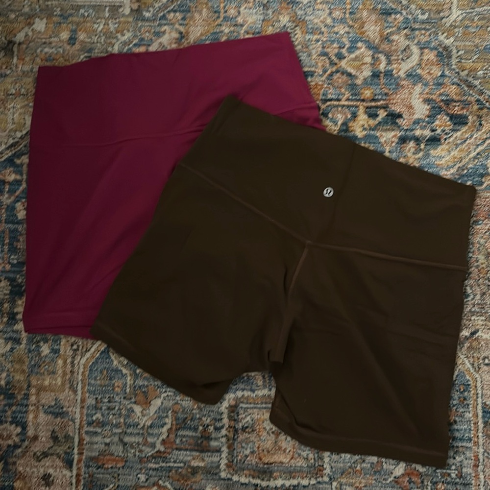 Size 10 align lululemon shorts. Magenta and brown (6 inch)